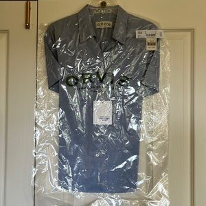 Pinpoint cotton wrinkle free short sleeve button down shirt in baby blue